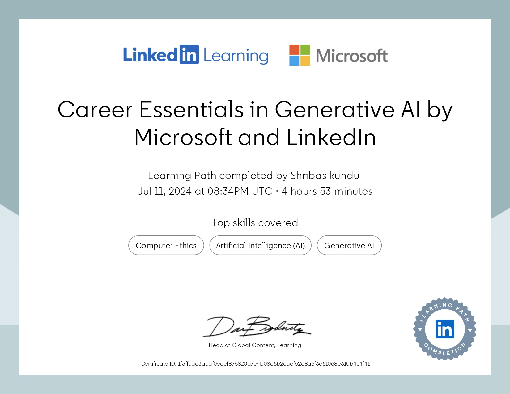 carrier essential in generative Ai by Microsoft and Linkedin